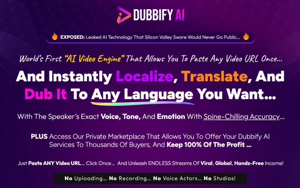 Dubbify AI Review: The Revolutionary AI Video Engine for Global Domination 2 Screenshot 4 3