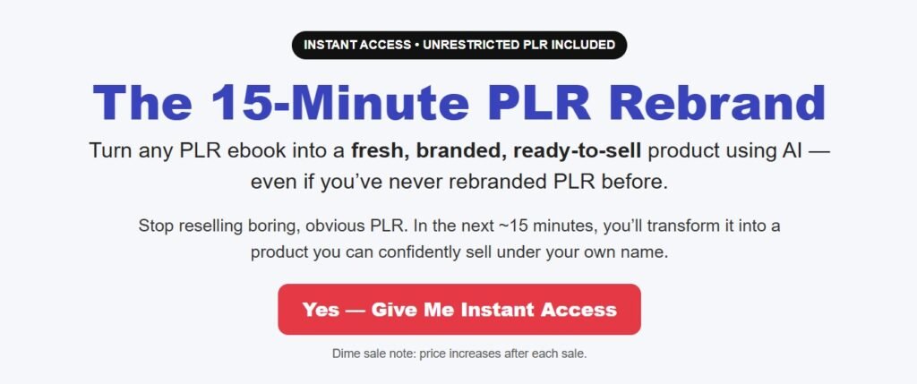 The 15-Minute PLR Rebrand Review