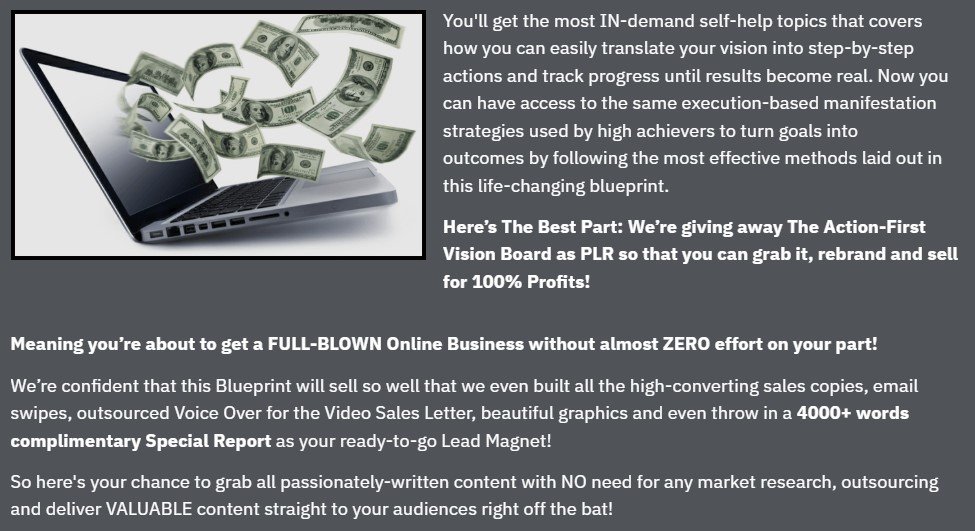 Plr The Action First Vision Board Review