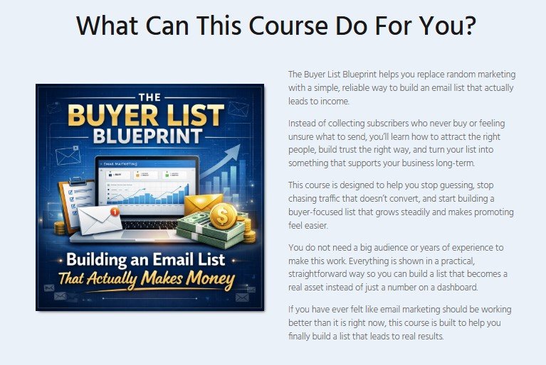 The Buyer List Blueprint Review
