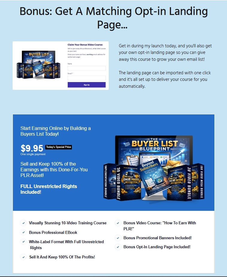 The Buyer List Blueprint Review