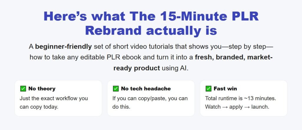 The 15-Minute PLR Rebrand Review