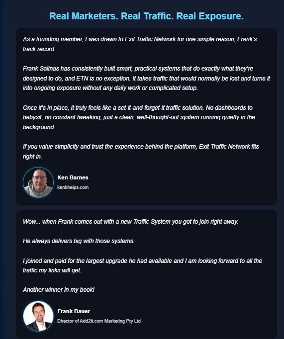 Exit Traffic Network Review