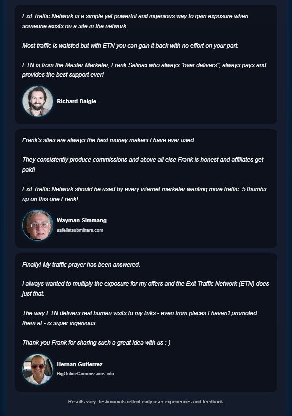 Exit Traffic Network Review